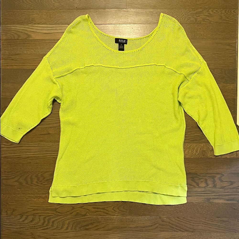 a.n.a Lime Green Mesh Sweater - Picture 1 of 3